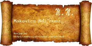 Makovics Nónusz névjegykártya